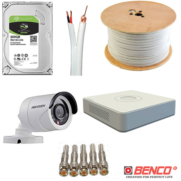 Vật tư Trọn Gói 7 Camera Hikvision Giá Rẻ